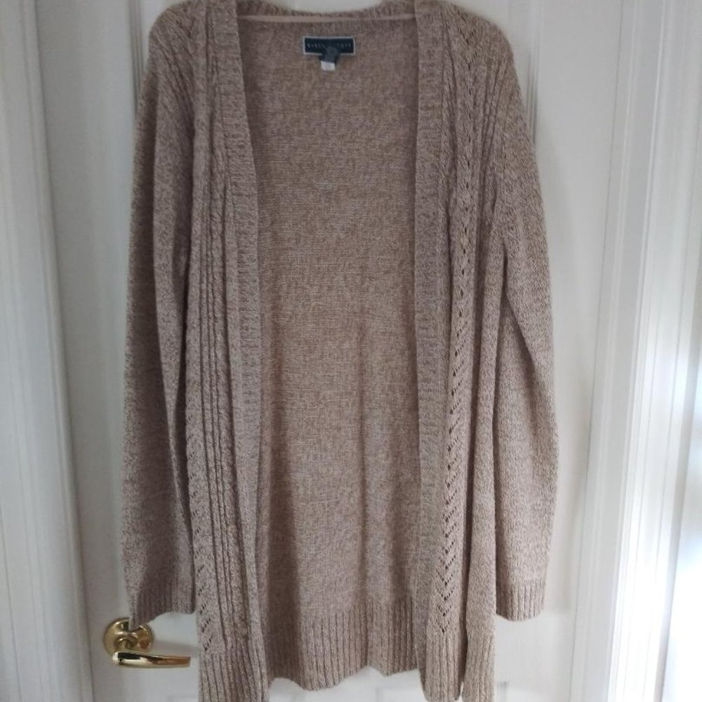 Karen Scott light brown Cabled front Cardigan Size XL